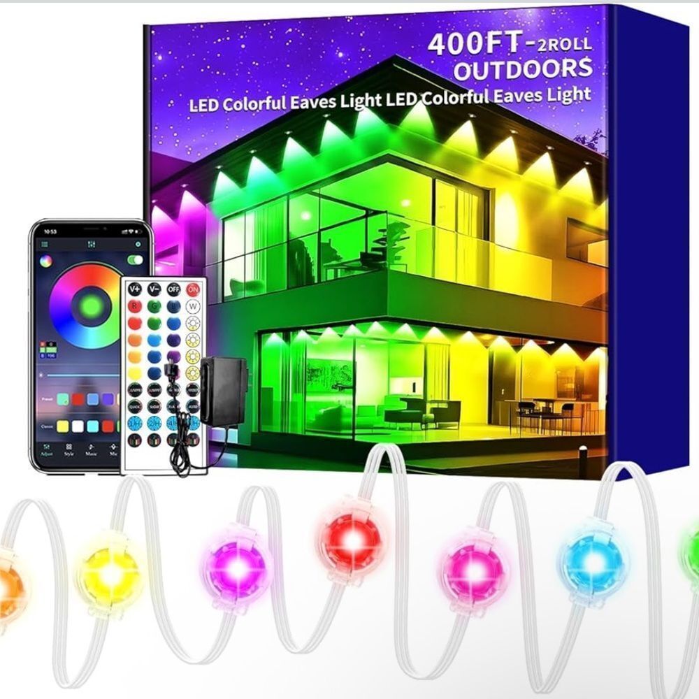 Yocrostar 400ft Permanent Outdoor Lights, Waterproof. Damaged Box. New!